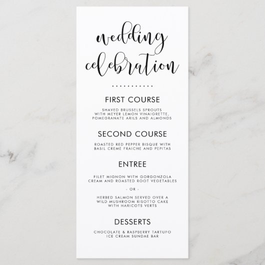 白黒のエレガントタイポグラフィ&水玉模様 メニュー (正面)