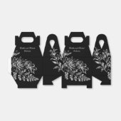 白黒のエレガントフローラ結婚式の引き出物ボックス フェイバーボックス (折り畳みなし)