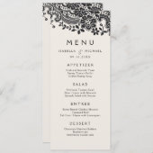 白黒のエレガントヴィンテージレース結婚のメニュー メニュー (正面/裏面)