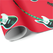 白黒のエレキギターの柄 ラッピングペーパー (ロールコーナー)