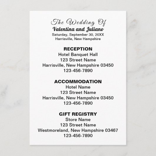 白黒のエンク結婚ロージャカード エンクロージャーカード (正面)