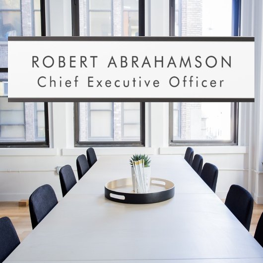 白黒のオフィスのドアシンボルや象徴の署名 サインプレート