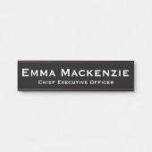 白黒のオフィスドアの看板 サインプレート (正面)