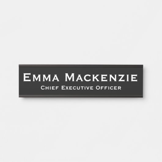 白黒のオフィスドアの看板 サインプレート (正面)