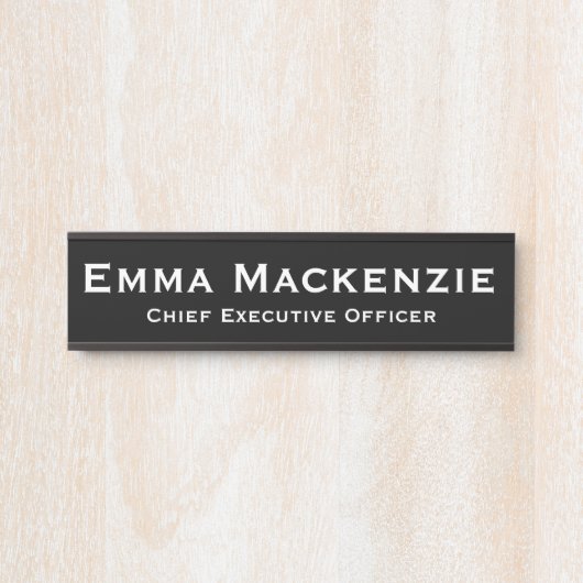 白黒のオフィスドアの看板 サインプレート (正面)