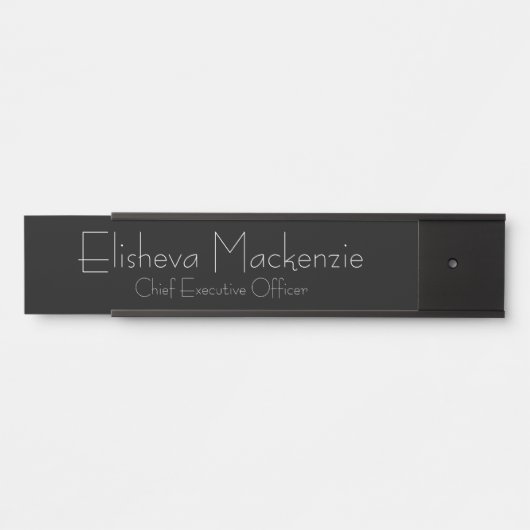 白黒のオフィスドアの看板 サインプレート (正面)