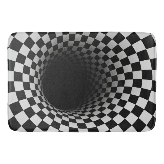 白黒のオプティカルイリュージョントンネル バスマット (正面)