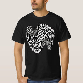 白黒のオプティカル・イリュージョン キネティック・タイポグラフィ Tシャツ