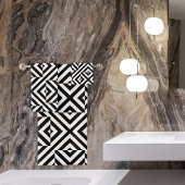 白黒のオペアートストライプの幾何学的パターン バスタオルセット