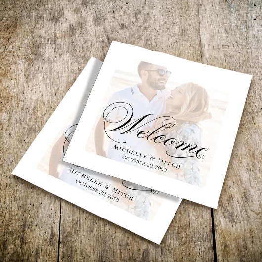 白黒のカクテル結婚の写真 スタンダードカクテルナプキン