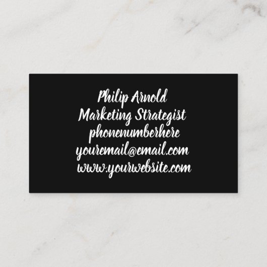 白黒のカスタマイズ可能な名刺 名刺 (裏面)