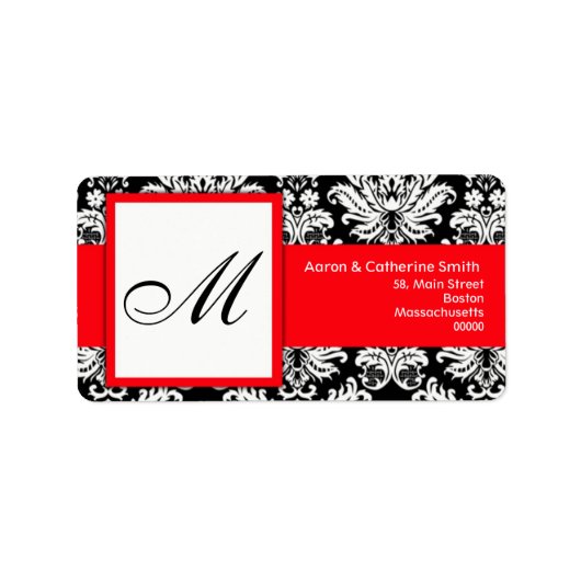 白黒のカスタマイズ可能住所 シール (正面)