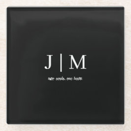 白黒のカスタマイズ結婚可能な文字 ガラスコースター