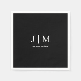 白黒のカスタマイズ結婚可能な文字 スタンダードカクテルナプキン