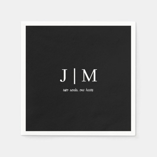 白黒のカスタマイズ結婚可能な文字 スタンダードカクテルナプキン (正面)