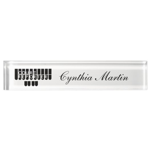 白黒のカスタムな法廷記者のネームプレート デスクネームプレート (正面)