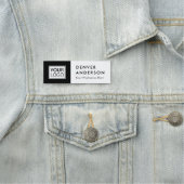 白黒のカスタムロゴ、名前、タイトルモダン 名札 (インサイチュ)