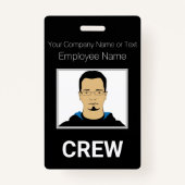 白黒のカスタム乗組員写真IDバッジ バッジ (正面)