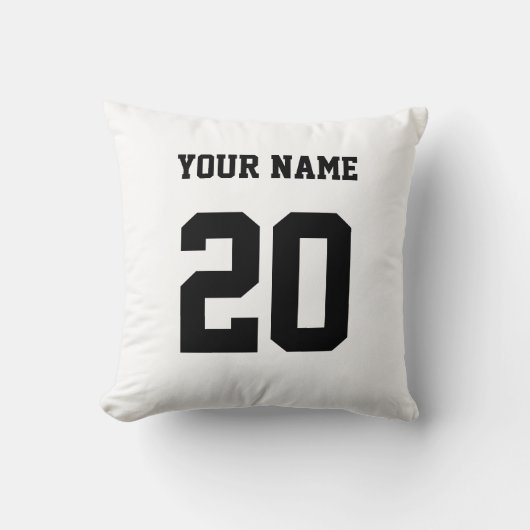 白黒のカスタム番号と名前 クッション (正面)