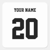 白黒のカスタム番号と名前 スクエアシール (正面)