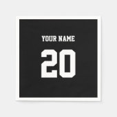 白黒のカスタム番号と名前 スタンダードカクテルナプキン (正面)