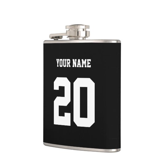 白黒のカスタム番号と名前 フラスク (左)
