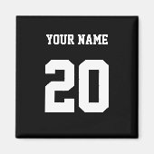 白黒のカスタム番号と名前 マグネット (正面)