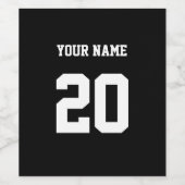 白黒のカスタム番号と名前 ワインラベル (シングルラベル)