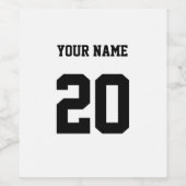 白黒のカスタム番号と名前 ワインラベル (シングルラベル)