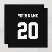 白黒のカスタム番号と名前 案内状 (正面/裏面)