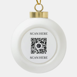 白黒のカスタムQRコード クリスマス セラミックボールオーナメント