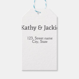 白黒のカップル名 住所 都市 州 シンプル ギフトタグ