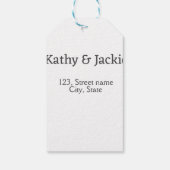 白黒のカップル名 住所 都市 州 シンプル ギフトタグ (裏面)