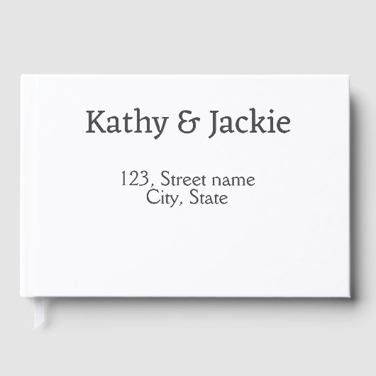 白黒のカップル名 住所 都市 州 シンプル ゲストブック (正面)