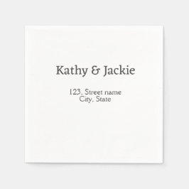 白黒のカップル名 住所 都市 州 シンプル スタンダードカクテルナプキン
