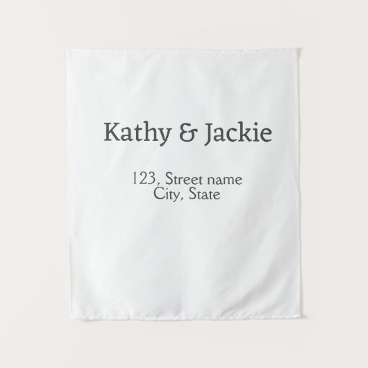 白黒のカップル名 住所 都市 州 シンプル タペストリー (正面)