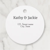 白黒のカップル名 住所 都市 州 シンプル フェイバータグ (裏面)