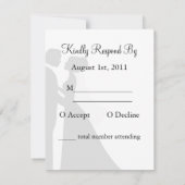 白黒のカップル結婚のRSVPカード 出欠カード (裏面)