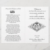 白黒のカトリックラテン語ミサ結婚式プログラム (正面)