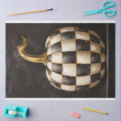 白黒のカボチャ市松模様にと金ゴールドステム 薄葉紙 (クラフト)