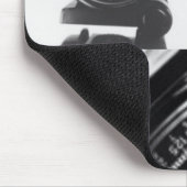 白黒のカメラの写真撮影のタイポグラフィ マウスパッド (コーナー)