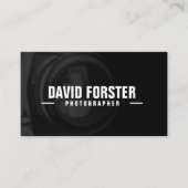 白黒のカメラレンズのカメラマンの名刺 名刺 (正面)