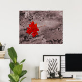 白黒のカラーリーフ ポスター (ホームオフィス)