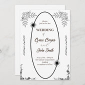 白黒のカー結婚ドデザイン 招待状 (正面/裏面)