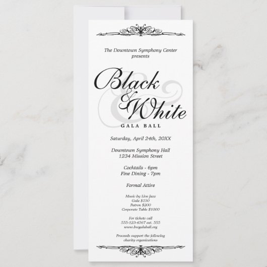 白黒のガラボールダン企業のス長 招待状 (正面)