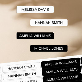 白黒のキッズモダン防水名ラベル ラベル