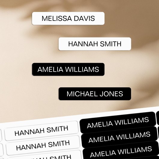 白黒のキッズモダン防水名ラベル ラベル