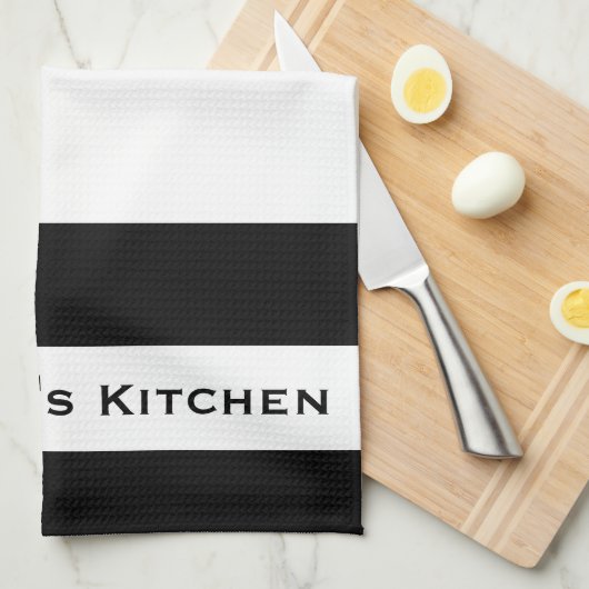 白黒のキッチンストライプのタオストライプールタオル キッチンタオル (四つ折り)