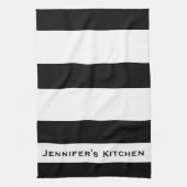 白黒のキッチンストライプのタオストライプールタオル キッチンタオル (縦)
