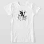 白黒のキャラクター猫 Tシャツ